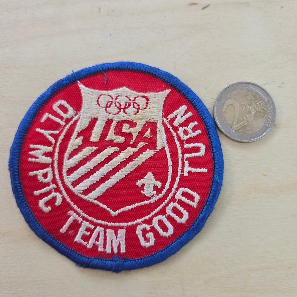 VTG BSA Olympic Team Good Turn Patch 1980s Red White Blue Boy Scouts Of America